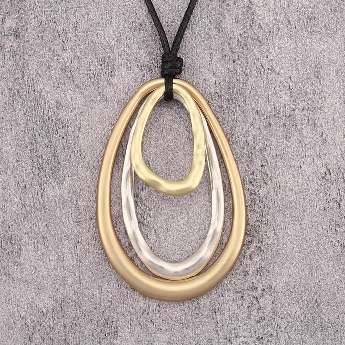 Boho Necklaces for Women Chunky Circle Necklace Layered Boho Circle Leather Choker Necklace Long Vintage Necklaces Bohemian Jewlery Gifts