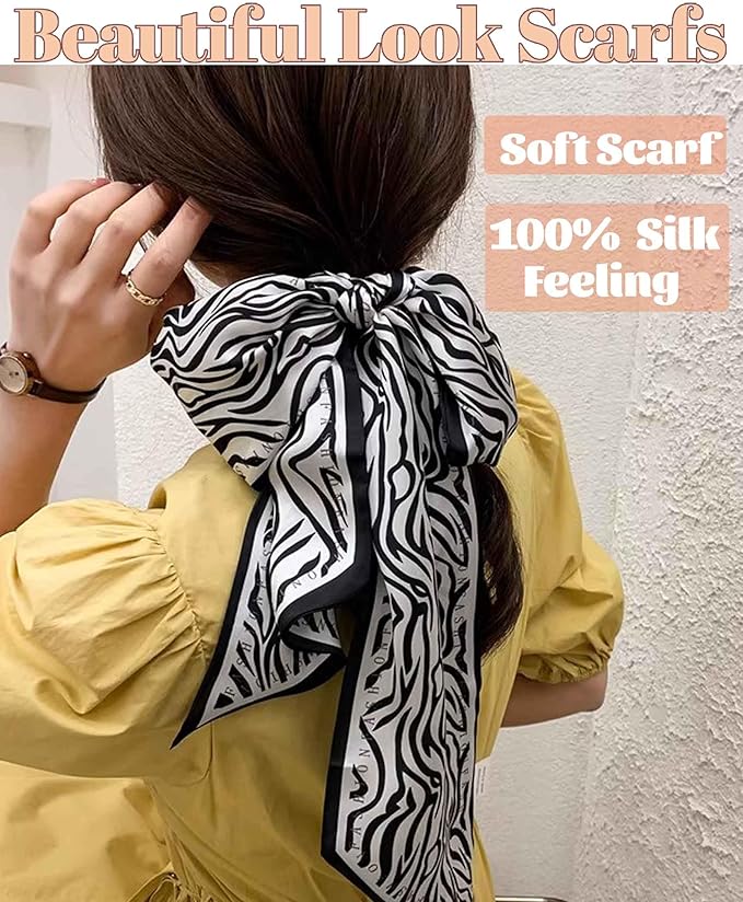 kcctoo 59" Mulberry Silk Like Head Scarf Women's Fashion Square Neck Satin Scarfs for Bag Hair Scarves Gift 59 * 5.9”