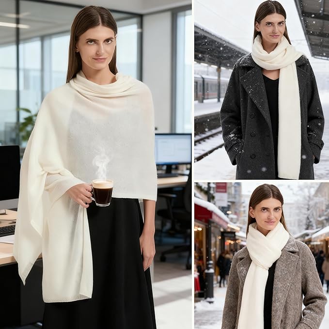 Erdenech Luxury Cashmere Wool Blend Wrap for Women, All-Season Travel Wrap Shawl, Extra Large Blanket Shawl Scarf Pashmina