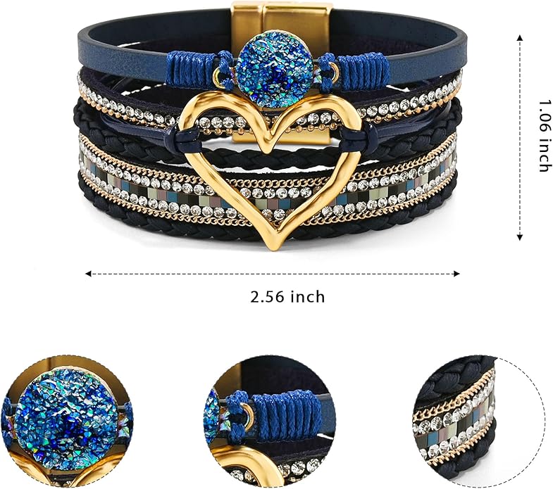 VIBILIA Boho Leather Wrap Bracelets for Women Multi-Layer Bracelets with Strong Clasp Jewelry for Women