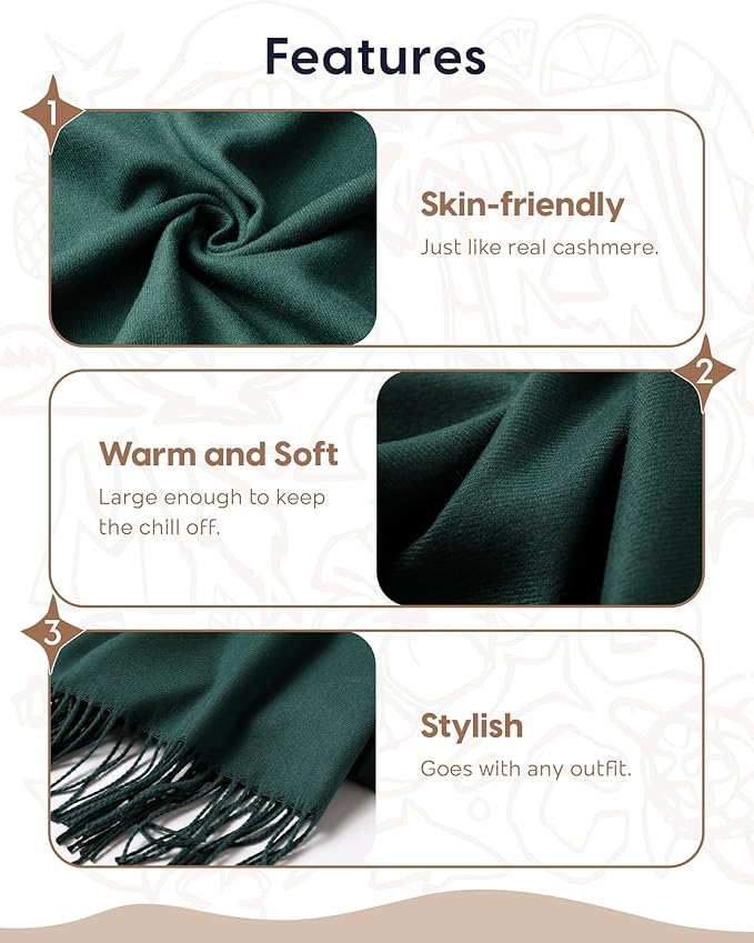 maamgic Women's Winter Scarf Soft Warm Scarf for Women Cozy Shawl Wraps for Women Lightweight Pashmina Style Wrap