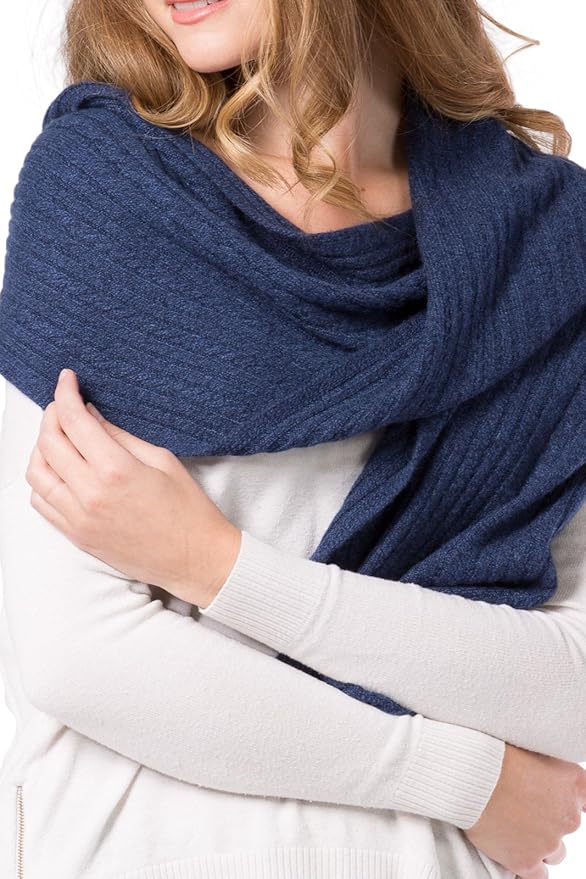 Fishers Finery Women's Cozy Cashmere Cable Knitted Winter Scarf | Black Label Box