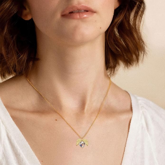 Supcare Locket Necklace That Holds Pictures-Engraved Photo Pendant Custom Jewellery Gifts for Men Women (with Jewellery Gift Box)