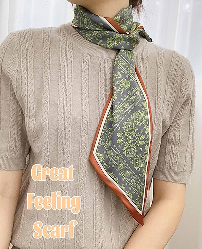 kcctoo 59" Mulberry Silk Like Head Scarf Women's Fashion Square Neck Satin Scarfs for Bag Hair Scarves Gift 59 * 5.9”