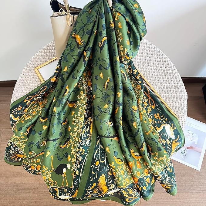 Long Silk Like Scarf Lightweight Satin Scarves Large Sunscreen Shawl Wrap for Women