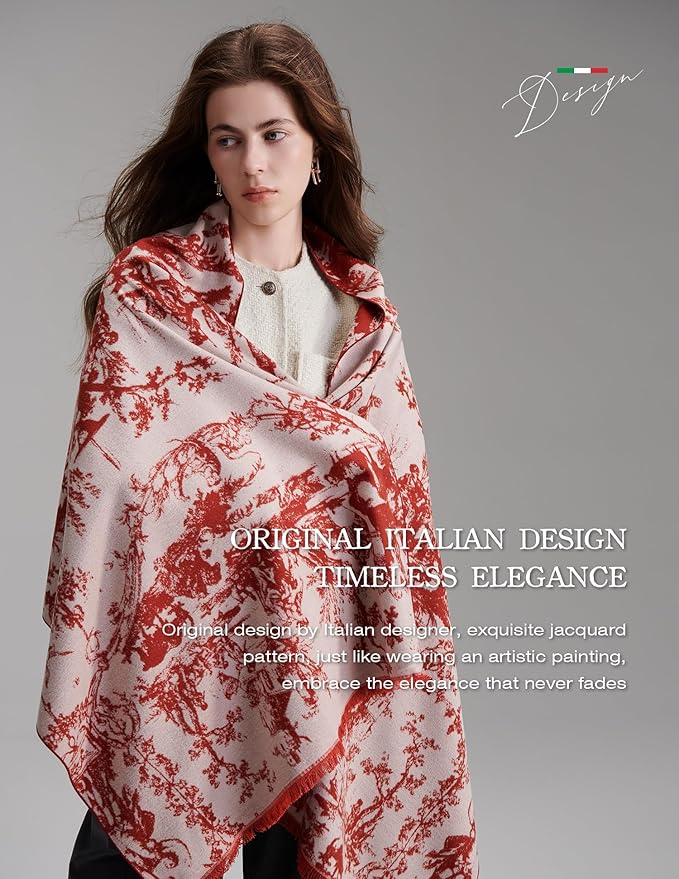 ZHE JIN Luxurious Silk Scarf Shawl Wraps for Women, Warm Scarves Winter Gift, 100% Brushed Mulberry Silk