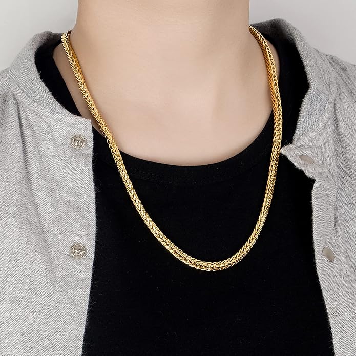 Dankadi Men 925 Sterling Silver Dragon Necklace Vintage 5MM 20 "22" 24 "26" Franco Link Curb Chain Choker Fashion Punk Gold Fine Jewelry Gift