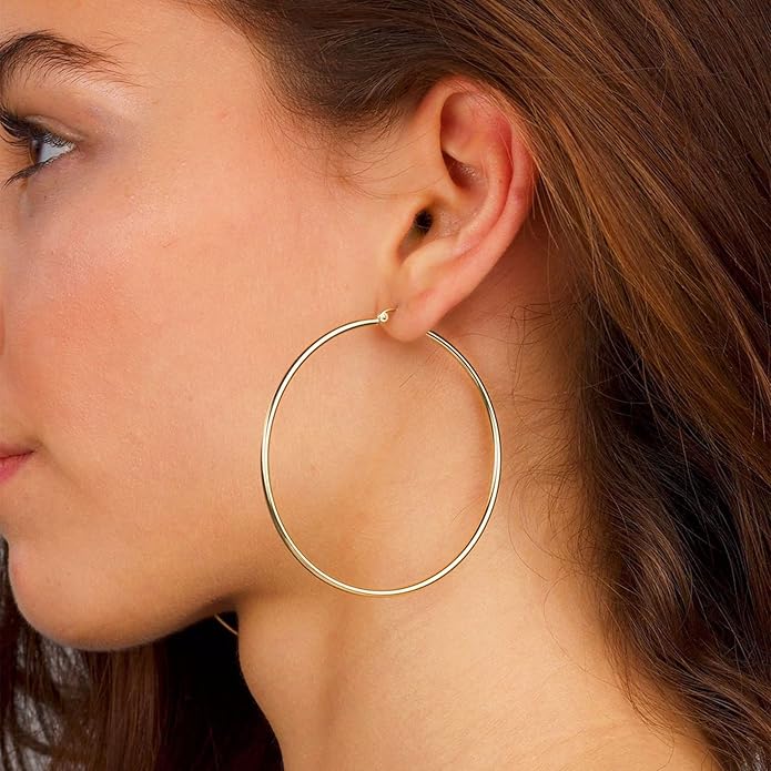 925 Sterling Silver Earrings Large Rhinestone Hoop Earrings Big Cubic Zirconia Hoop Earrings Thin Rhinestones Round Hoop Earrings for Women 20/30/40/50/60/70mm Sparkly Hoops With Crystals for Womens