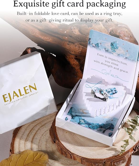 S925-Sterling-Silver Abalone Dragonfly-Turquoise Spoon Ring - Vintage Boho Sunflower Thumb Oxidized Wrap Rings Victorian Style Antique Floral Jewelry Gifts for Women