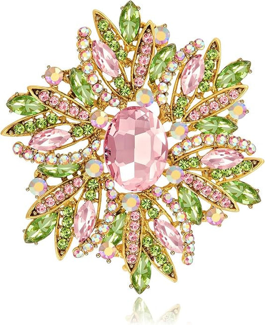 YOQUCOL Sunflower Shape Crystal Big Large Heavy Brooch Pin Rhinestone Scarf Decoration Corsage Cloth Pin for Women Girls