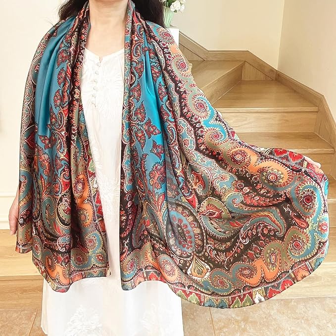 Long Silk Like Scarf Lightweight Satin Scarves Large Sunscreen Shawl Wrap for Women