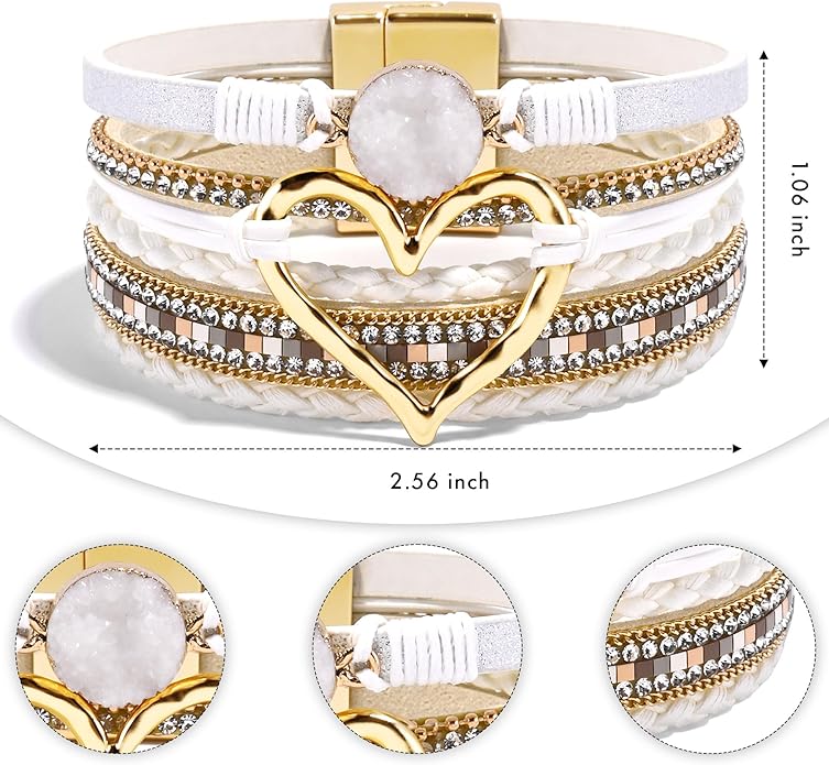 VIBILIA Boho Leather Wrap Bracelets for Women Multi-Layer Bracelets with Strong Clasp Jewelry for Women