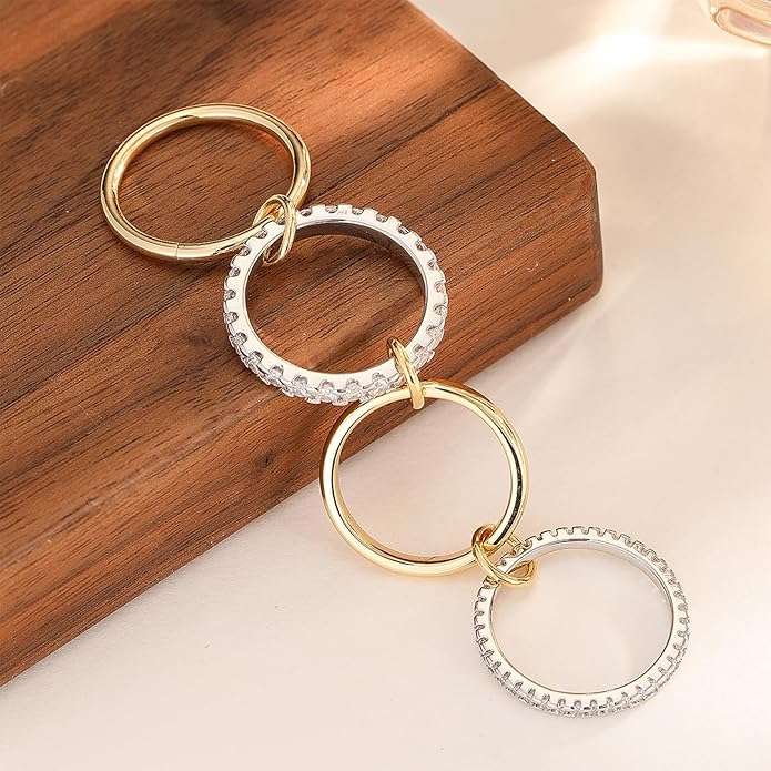 HOSICRON Gold Stackable Rings for Women Non Tarnish, Dainty Stackable 18k Gold Plated CZ Cubic Zirconia Rings, Gold Knuckle Women Rings Set