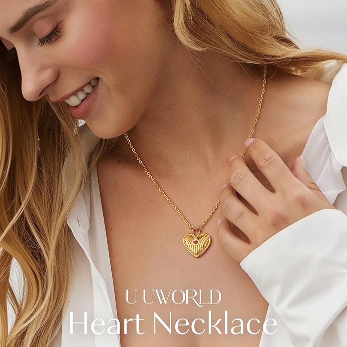 Infinity Heart Necklace,Pendant Necklace for Women Engraved with 'FOREVER LOVE',Heart Pendant Necklace with Cubic Zirconia,Anniversary Eternity Jewelry Gift for Wife or Birthday Present for Women