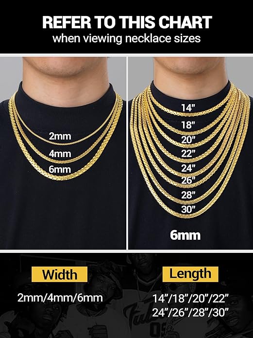 PROSTEEL Stylish Stainless Steel Round Link Chain Necklace for Men, 2mm/4mm/6mm/8mm. Silver/Gold/Black Tone, Hypoallergenic Jewelry, 14"-30", Come with Box