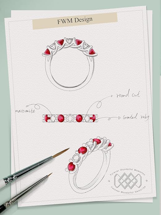 D Color VVS1 Clarity Moissanite and Sapphire/Ruby/Emerald Rings for Women, Solid 925 Sterling Silver, Anniversary Birthday Mothers Day Jewelry Gift, Stackable Wedding Ring, Size 4-11