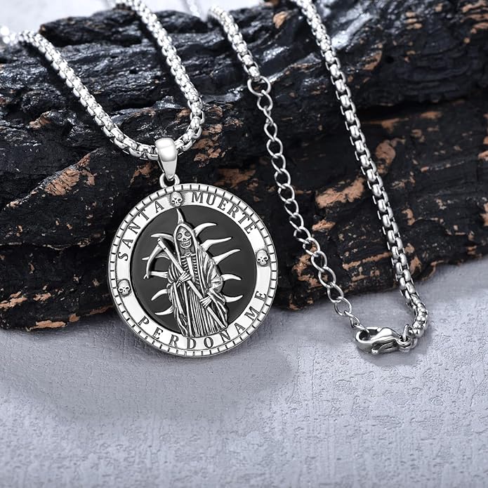 Taioiat Saint Necklace 925 Sterling Silver St Necklace Amulet Pendant Jewelry Religious Gift for Men Women