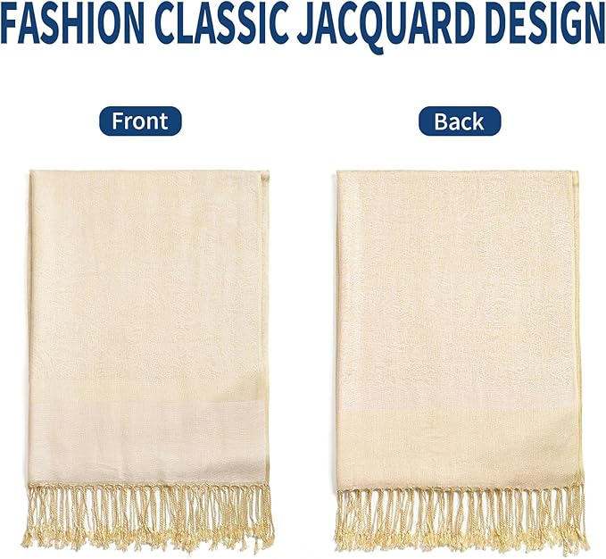 QIUTIMIY Paisley Pashmina Shawl Wrap Women Reversible Vintage Jacquard Pashmina Rave Scarf with Fringe for Evening, Wedding