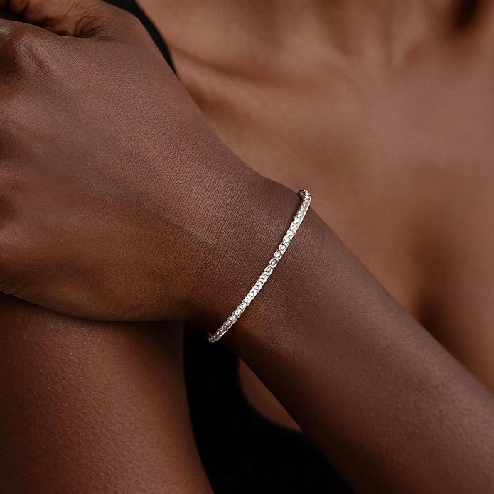 S925 Sterling Silver Bracelet for Women,3mm Wheat Sterling Silver Link Chain Bracelet for Women Jewelry Gift
