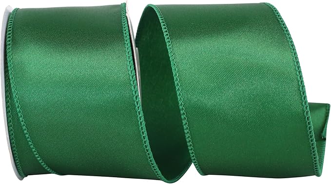 Reliant Ribbon Satin Value Wired Edge Ribbon, 2-1/2 Inch X 10 Yards, Emerald
