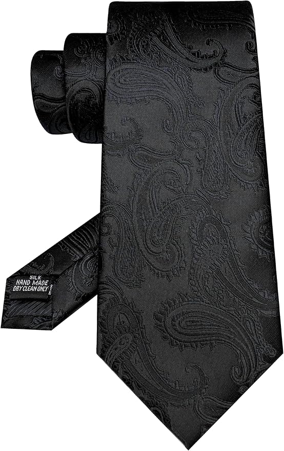 JEMYGINS Mens Paisley Tie and Pocket Square,Lapel Pin,Cufflinks,Tie Clip Sets with Gift Box 5PCS