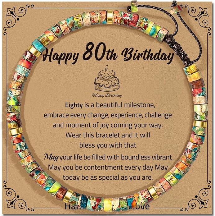 30th 40th 50th 60th 70th 80th Birthday Gifts for Women, Natural Stone Bracelet Birthday Gifts for Mom Daughter Grandma Sister Friends Coworker
