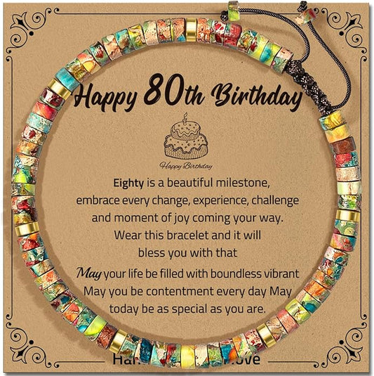 30th 40th 50th 60th 70th 80th Birthday Gifts for Women, Natural Stone Bracelet Birthday Gifts for Mom Daughter Grandma Sister Friends Coworker