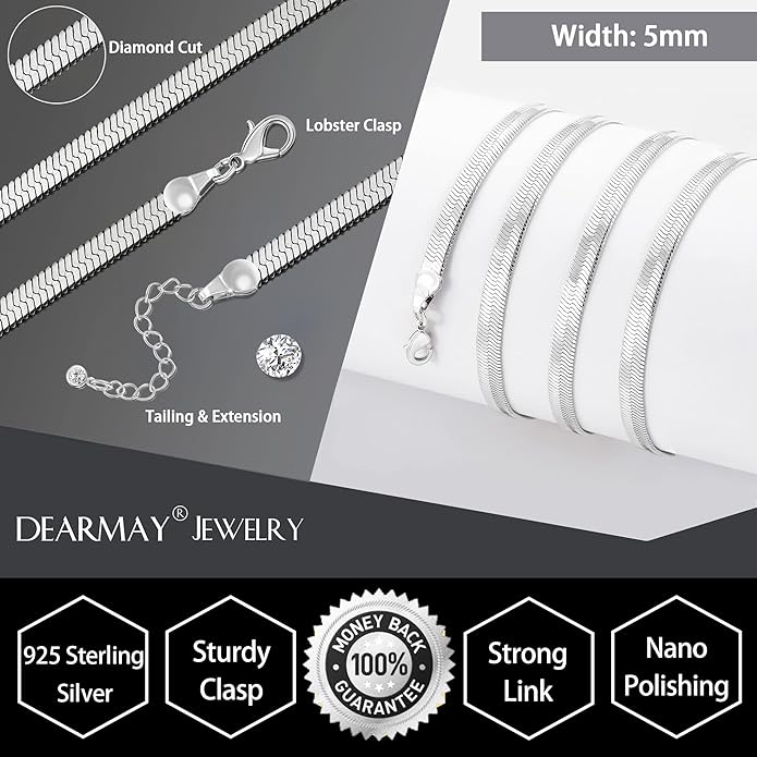 DEARMAY 14K Gold Plated Necklaces for Women, Dainty Gold Herringbone Choker Necklace Thin Layered Snake Chain Jewelry for Gifts