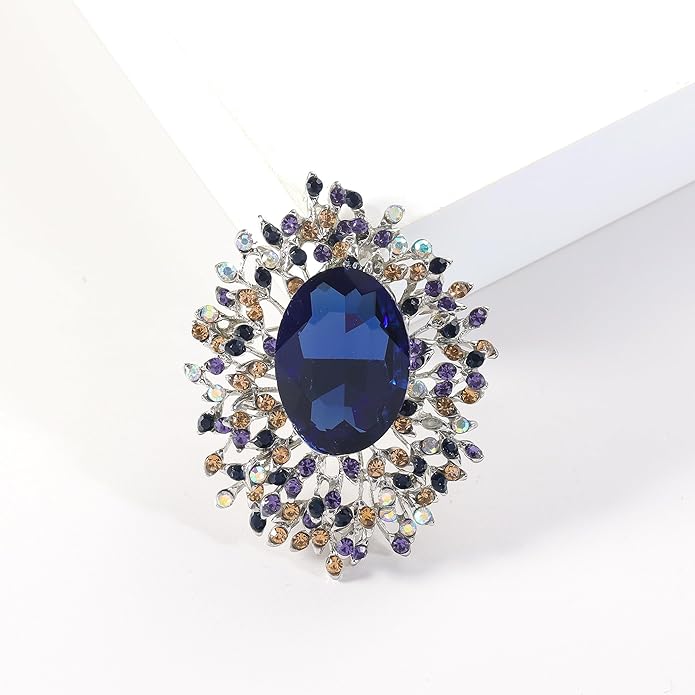 YOQUCOL Elegant Colorful Cubic Zirconia Crystal Bright Rhinestone Brooch Pins for Women Grils