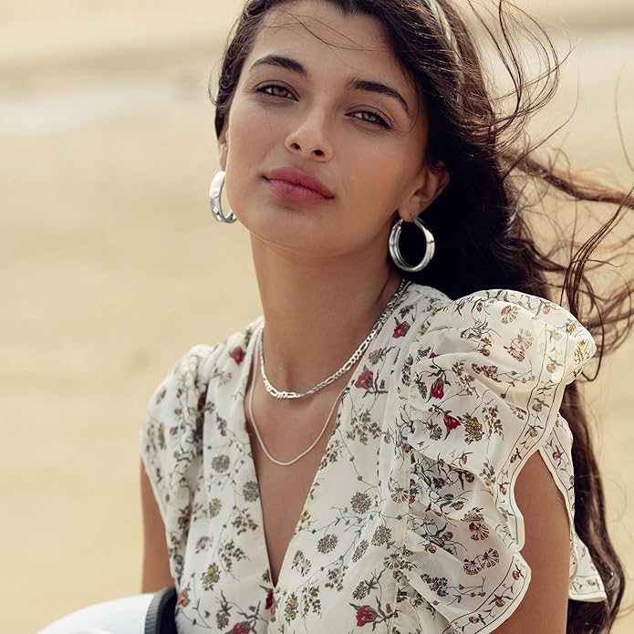 KISPER Sterling Silver Cable Link Chain Necklace –Thin, Dainty, Sterling Silver Plated Stainless Steel Jewelry for Women & Men with Spring Ring Clasp