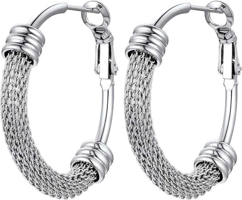 PROSTEEL 30/40/60/80/100mm Chunky Hoop Earrings For Women Gold Plated/Black Stainless Steel Hoops Earrings Statement Jewelry