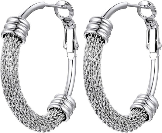 PROSTEEL 30/40/60/80/100mm Chunky Hoop Earrings For Women Gold Plated/Black Stainless Steel Hoops Earrings Statement Jewelry