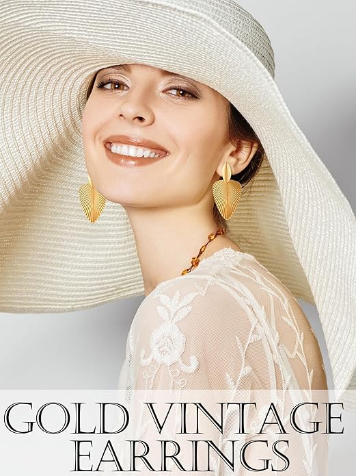 Glenmal 6 Pair Gold Statement Earrings for Women Large Gold Geometric Earrings Woven Twisted Leaf Earring Jewelry Gift