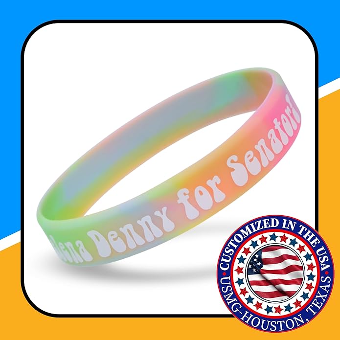 USMG Custom One Color Print Rubber Bracelets Silicone Wristbands - Add a Message - Personalized for Motivation, Events, Support, Fundraisers