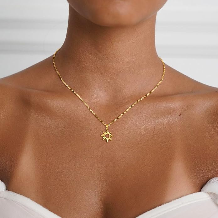 Lariat Necklaces for Women - Dainty Long Necklace Trendy 14K Gold Plated Hypoallergenic Layered Long Y-Shape Sunburst CZ T-Bar Pendant Drop Chain Necklace Set for Women Non Tarinsh Jewelry Gift