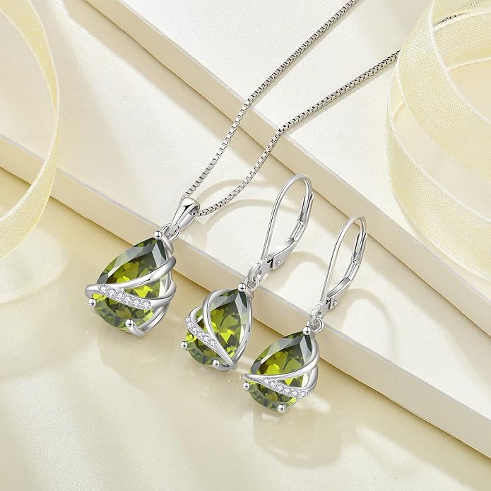 Birthstone Dangle Drop Earrings for Women 925 Sterling Silver Teardrop Leverback Earrings Jewelry Gifts for Wife Mother Her