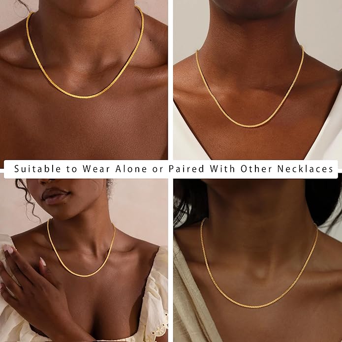 S925 Sterling Silver Sparkly Chain Necklace for Women - 0.8mm Sterling Silver Necklace Thick Sturdy Colourfast Chain Necklaces Jewelery for Women 16/18/20/22 Inch