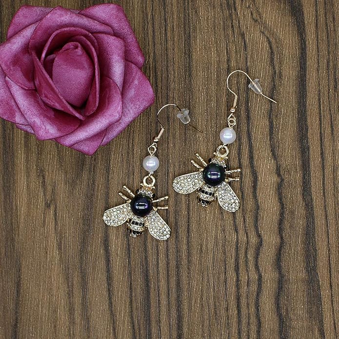 Honey Bee Brooches Crystal Insect Themed Bee Brooch Animal Fashion Shell Pearl Brooch Pin Gold Tone