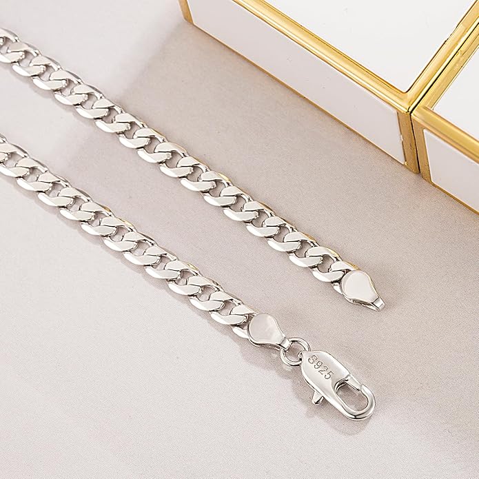 Dankadi Men 925 Sterling Silver Necklace 3-4-5MM Italy Diamond Cut Cuban Link Chain 16 "17" 18 "19" 20 "22" 24 "26" 28 "30" Fine Jewelry Gifts For Women