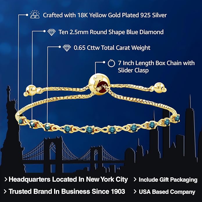 Gem Stone King Round Gemstone Birthstone Tennis Bracelet For Women | 925 Sterling Silver | 2.5MM Round | Fits Up To 9 Inch Wrist | Adjustable Bolo Bracelet For Women | Easy-On Easy-Off