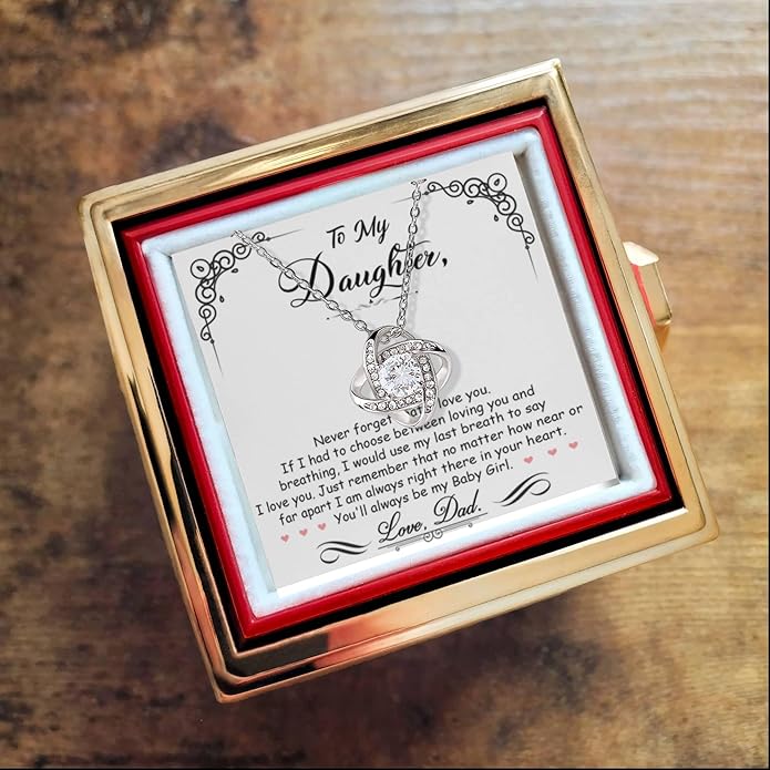 To My Beautiful Daughter Necklace from Mom & Dad | Cubic Zirconia Pendant with Heartfelt Message Card & Gift Box | Daughter Birthday, Graduation, Christmas Jewelry Gift from Parents
