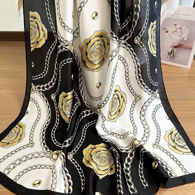Long Silk Like Scarf Lightweight Satin Scarves Large Sunscreen Shawl Wrap for Women