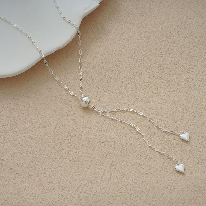 Lariat Necklace for Women, Dainty 14K Gold/Silver Plated Long Necklaces for Women Trendy Simple Layered Y-Shaped Drop Pendant Necklace Adjustable Gold Jewelry Gifts For Her Christmas Stocking Stuffer