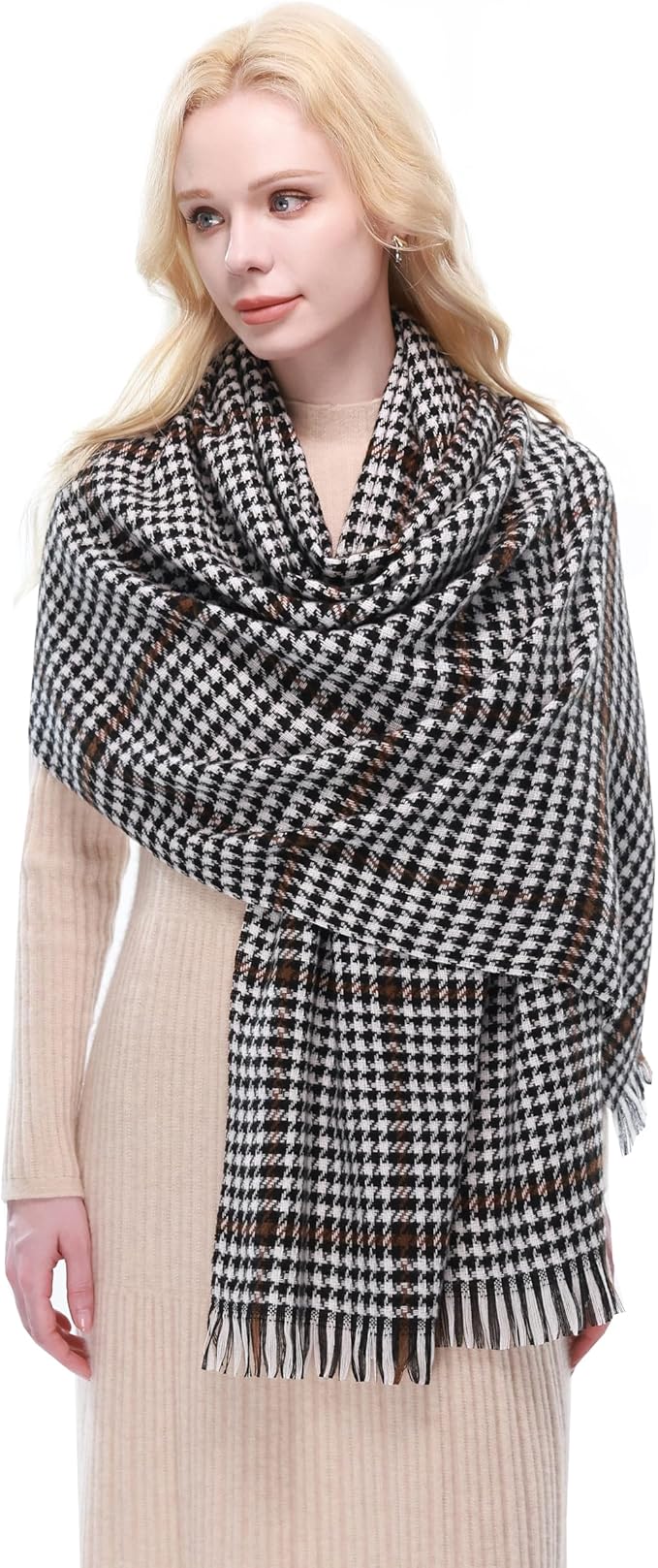 RIIQIICHY Plaid Scarf for Women Fall Winter Pashmina Scarves Wraps for Cold Weather Warm Large