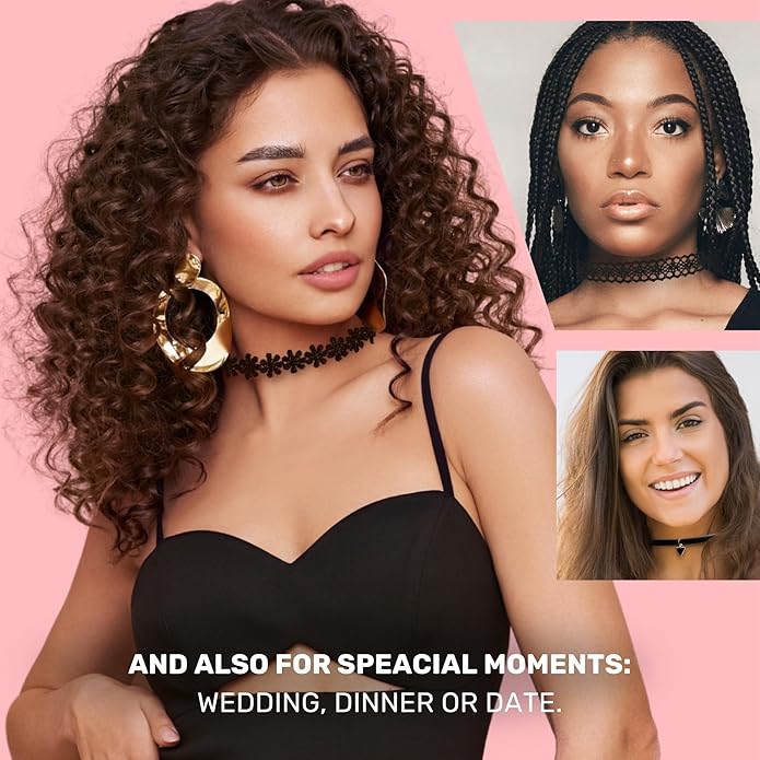 BodyJ4You 12PC Tattoo Choker Necklace - 90s Accessories 2000s Jewelry Y2K Fashion Vintage Trendy - Rainbow Goth Black Pink Green Blue White - Adjustable Stretchy Elastic Necklace Summer Vacation Set