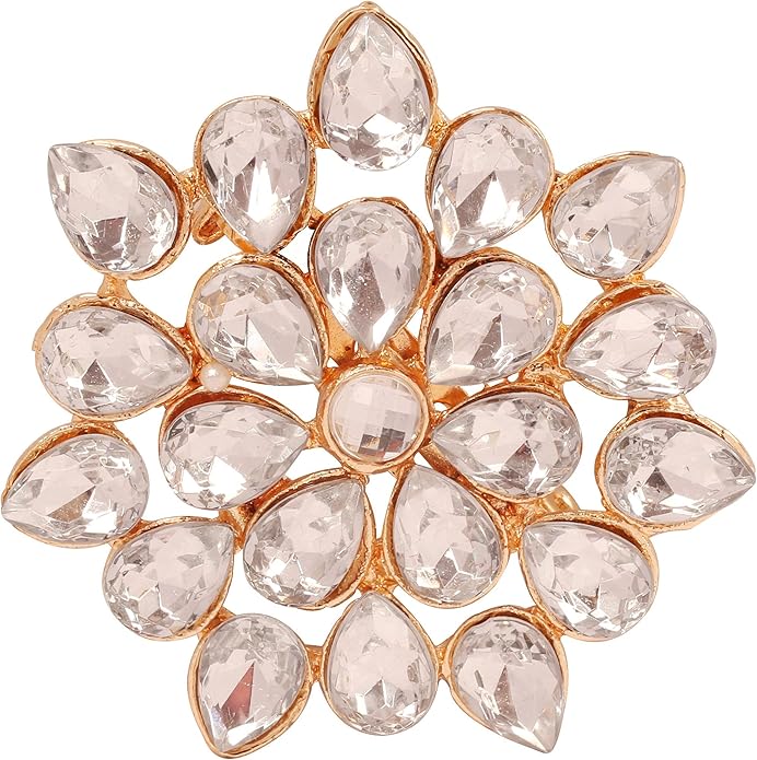 Touchstone Indian Bollywood Handcrafted Designer Jewelry Brooch Lapel Pin in Gold Or Silver Tone for Women.