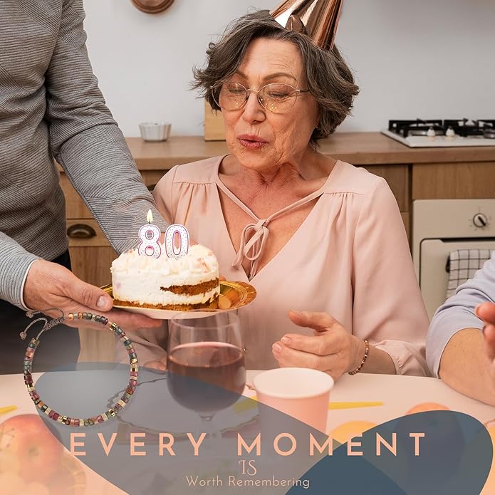 30th 40th 50th 60th 70th 80th Birthday Gifts for Women, Natural Stone Bracelet Birthday Gifts for Mom Daughter Grandma Sister Friends Coworker
