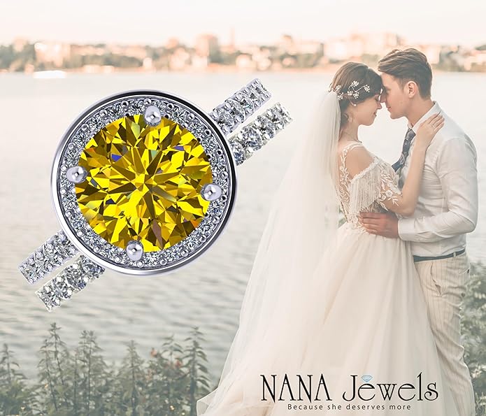 NANA Jewels Sterling Silver Engagement Rings for Women - Choose Simulated Morganite, Citrine, Aquamarine & More