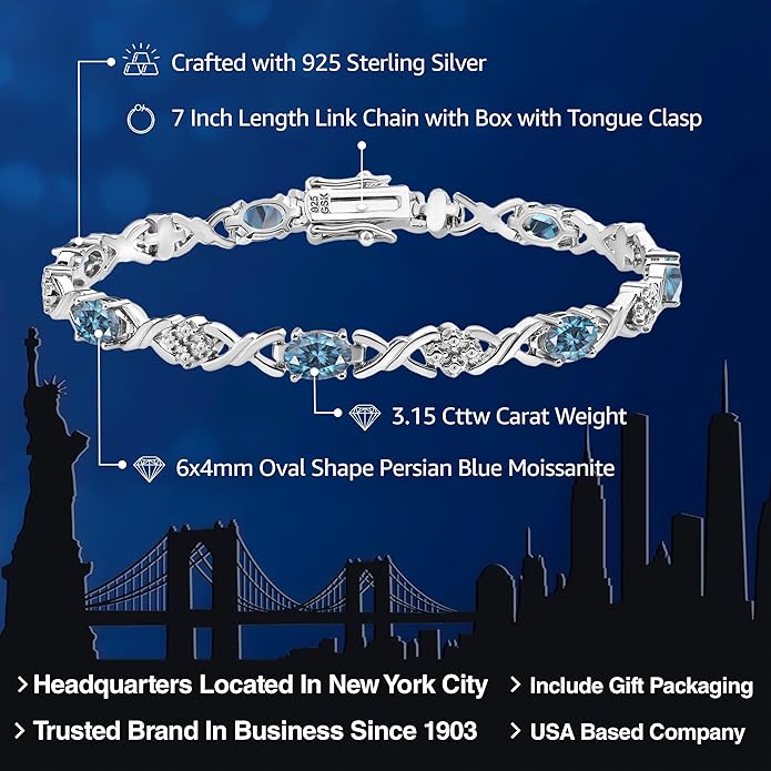 Gem Stone King 2-4 Cttw Infinity Link Gemstone Birthstone Tennis Bracelet for Women | 925 Sterling Silver | Oval 6X4MM | 7 Inch with Secure Clasp | Fine Jewelry for Her Mom Wife Anniversary