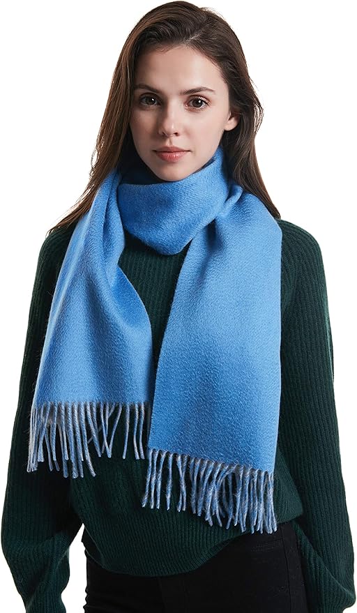 EURKEA 100% Cashmere 2025 Winter Scarf for Women Fringed Edges Warm & Soft Lightweight Solid/Plaid/Two-Tone Free Size